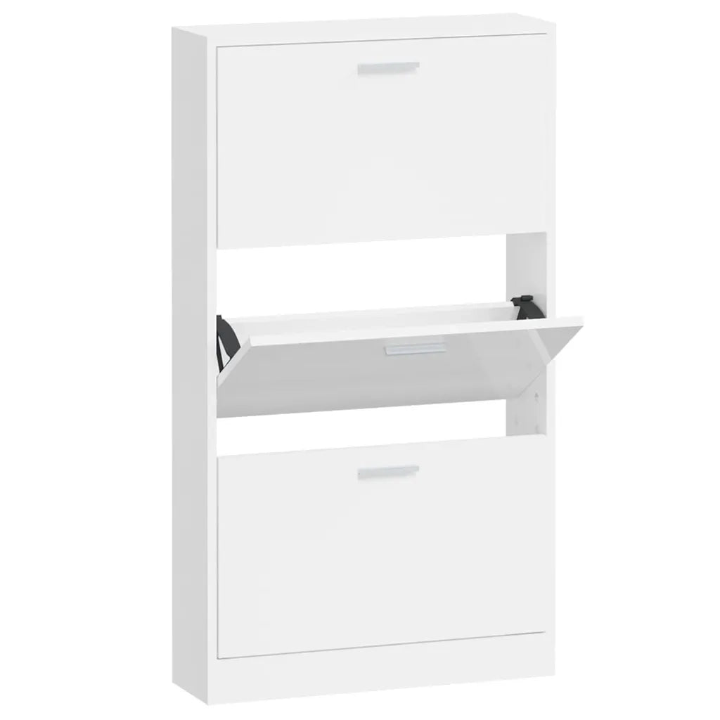 Scarpiera Bianco Lucido 59x17x108 cm in Legno Multistrato