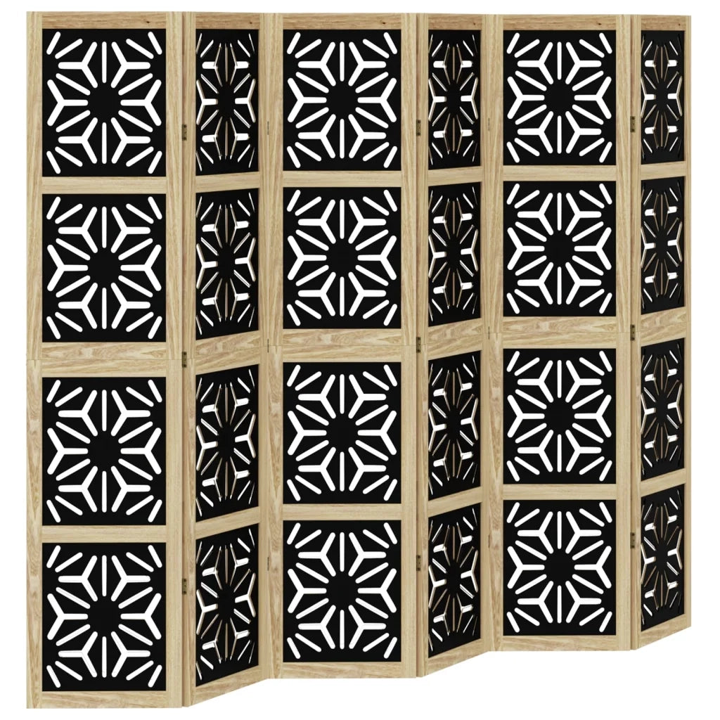 Divisorio Ambienti | Divider per stanze | Paravento 6 Pannelli Marrone e nero Legno di Paulownia