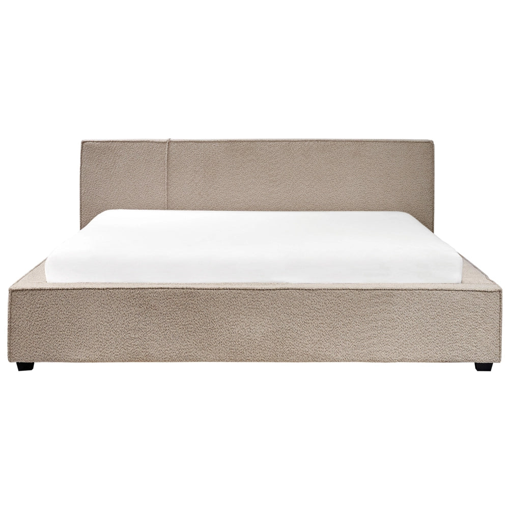 Letto matrimoniale in tessuto bouclé tortora 180 x 200 cm stile moderno