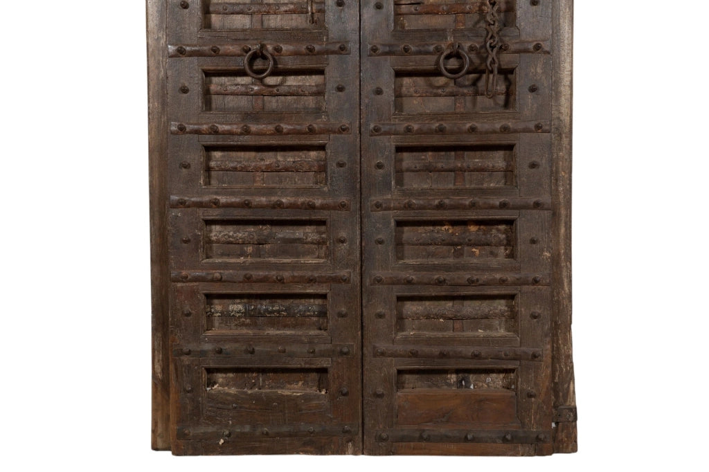 Biscottini Porta portone in legno massello e ferro da interno o da esterno vecchia e antica medievale scorrevole