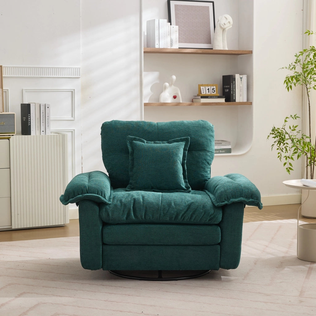 Divano set 2 pezzi in ciniglia con seduta profonda e cuscini decorativi per soggiorno e ufficio verde