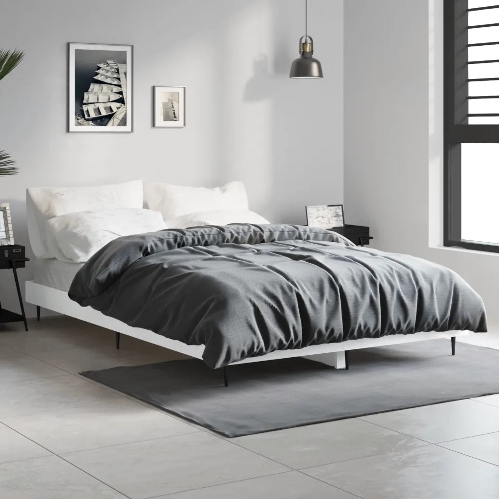 Letto matrimoniale | Letto per adulti | Giroletto Bianco 120x190 cm in Legno Multistrato