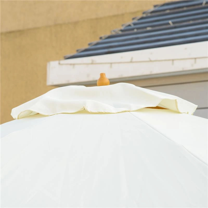 OMBRELLONE DA GIARDINO CON DOPPIO TETTUCCIO, IN LEGNO DI BAMBÙ E POLIESTERE, Ø325X250 CM, BEIGE