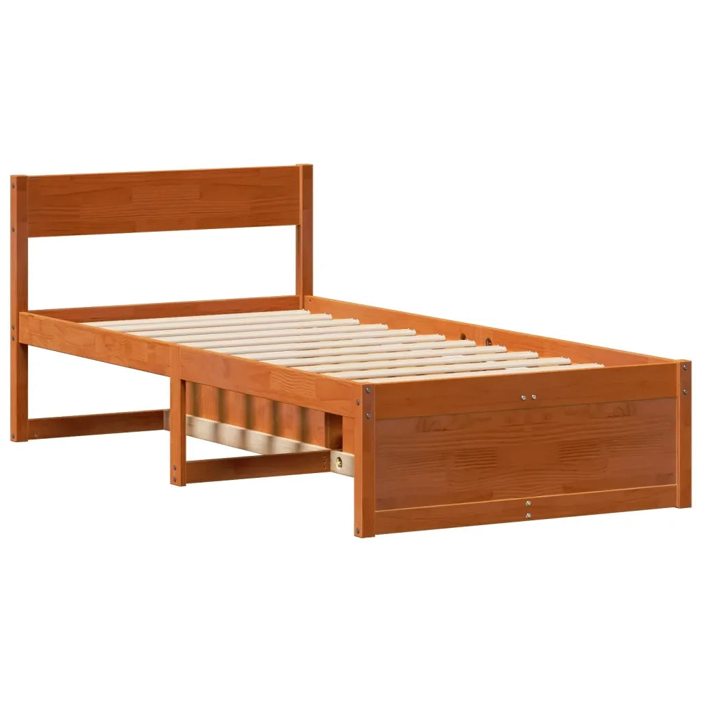 Letto singolo | Letto per adulti | Letto senza Materasso Marrone Cera 75x190 cm in Legno di Pino