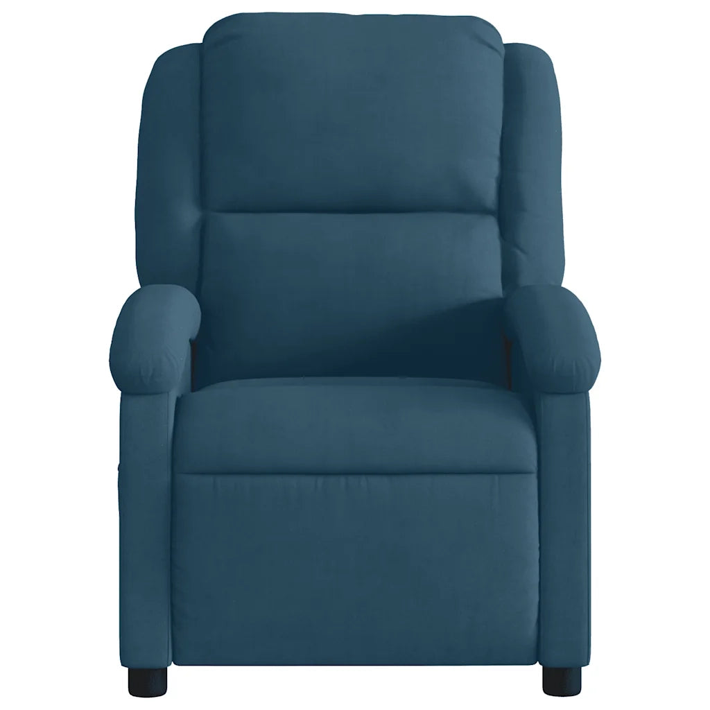 Poltrona Massaggiante Reclinabile Blu in Velluto 371818