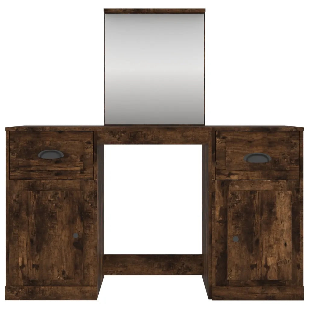 vidaXL Toeletta con Specchio Rovere Fumo 130x50x132,5 cm