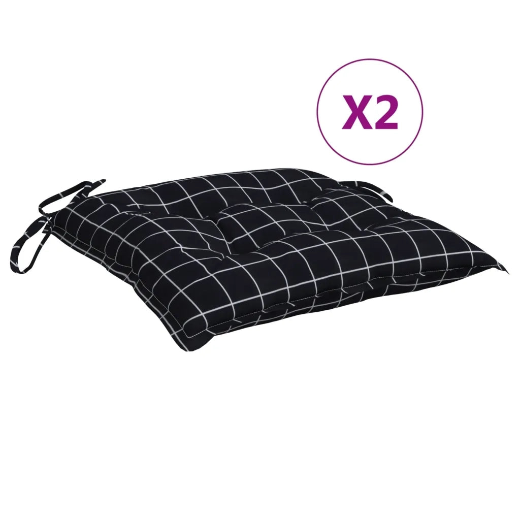 Cuscini per Sedia 2 pz | Cuscini per sedie Motivo a Quadri Nero 40x40x7 cm Tessuto