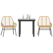 Set da Pranzo da Giardino 3 pz Marrone in Polyrattan Vetro