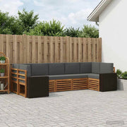 Set di divani da esterno 7 pz Naturale e Antracite Poliestere 3384813