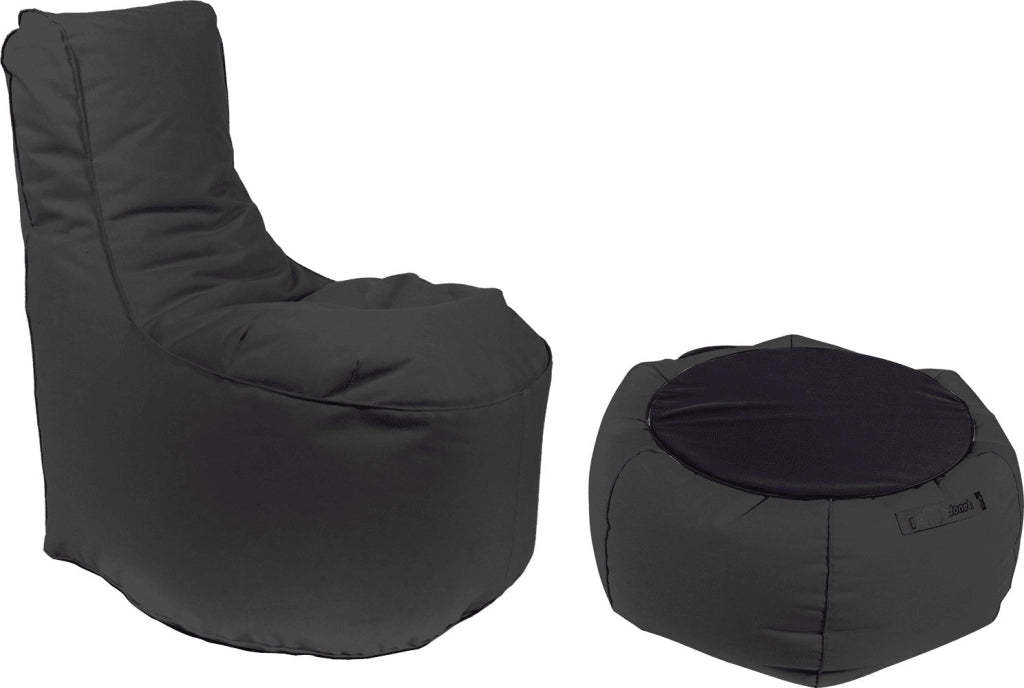 Poltrona Pouf e Tavolino in Acrilico Pomodone Grigio Scuro