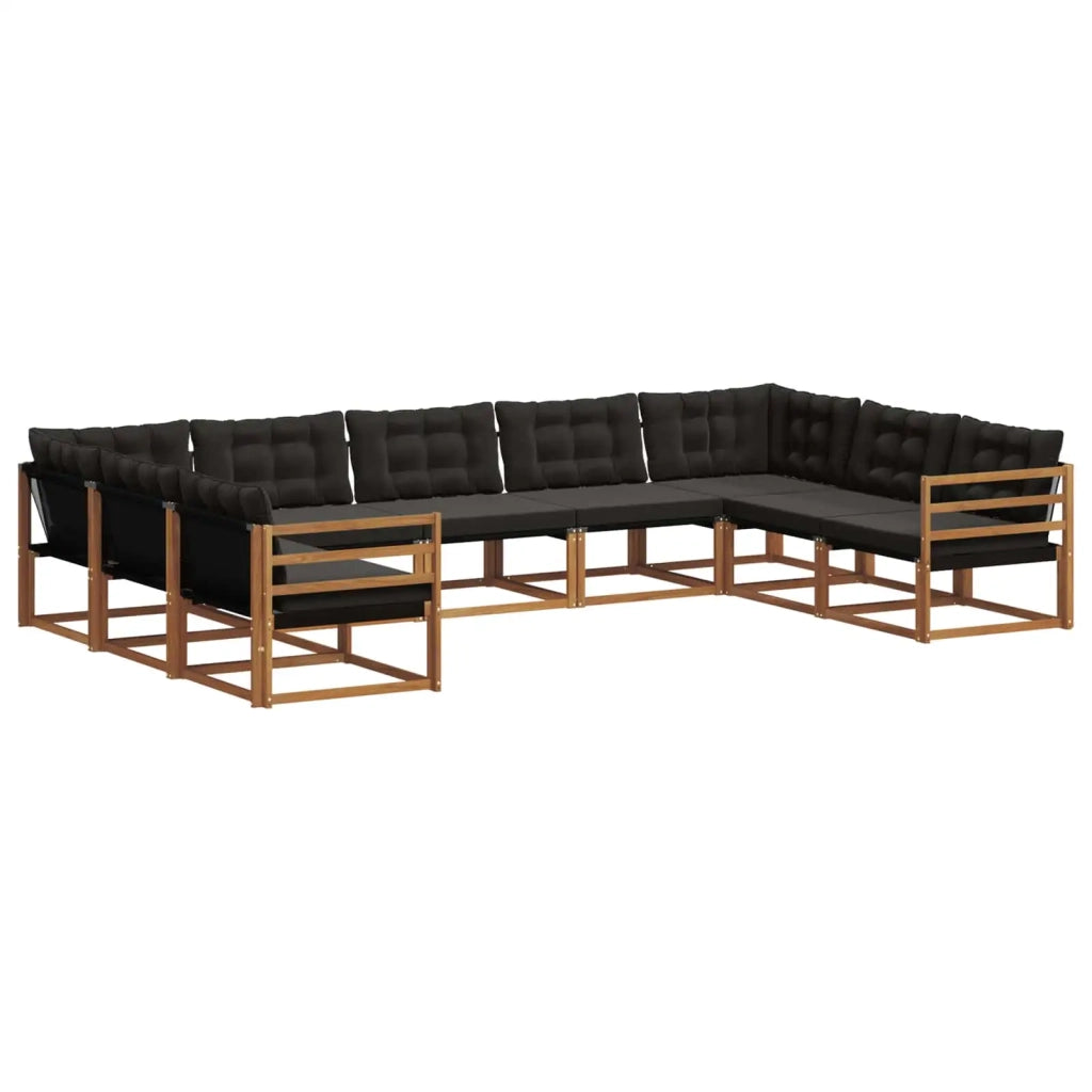 Set di divani da esterno con cuscino 9 pcs Naturale e Nero 3369831