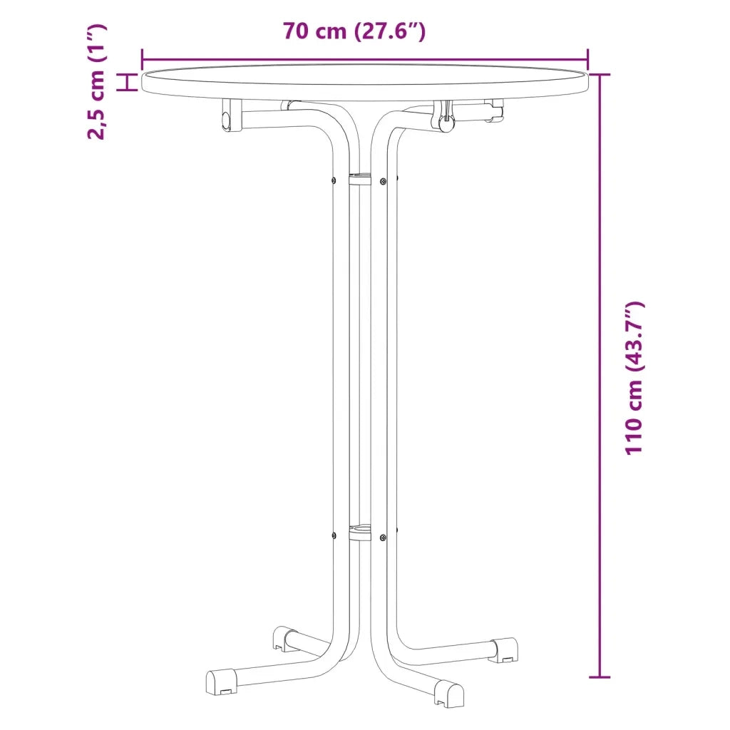 Tavolo da Bar Bianco Ø70x110 cm Legno Multistrato e Acciaio 4008302