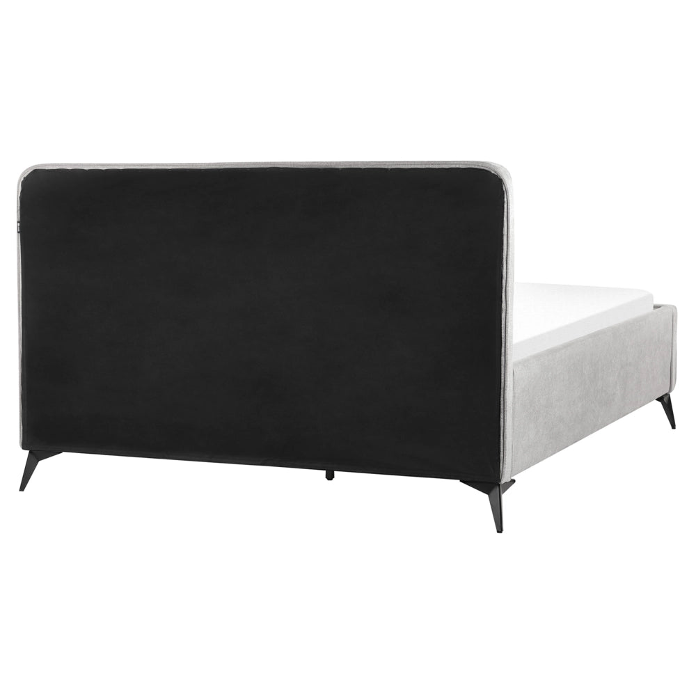 Letto Grigio Chiaro in tessuto Gambe in metallo nero 160 x 200 cm a doghe Camera da letto Classica Minimalista