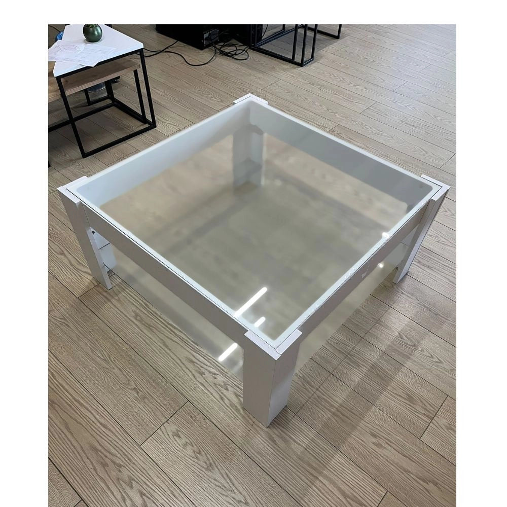 Tavolino da salotto bianco con doppio ripiano in vetro Homy EFFEZ