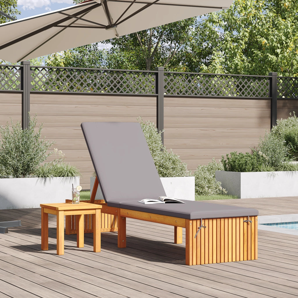 Lettino prendisole con cuscino 200x55x30 cm Legno massello di acacia