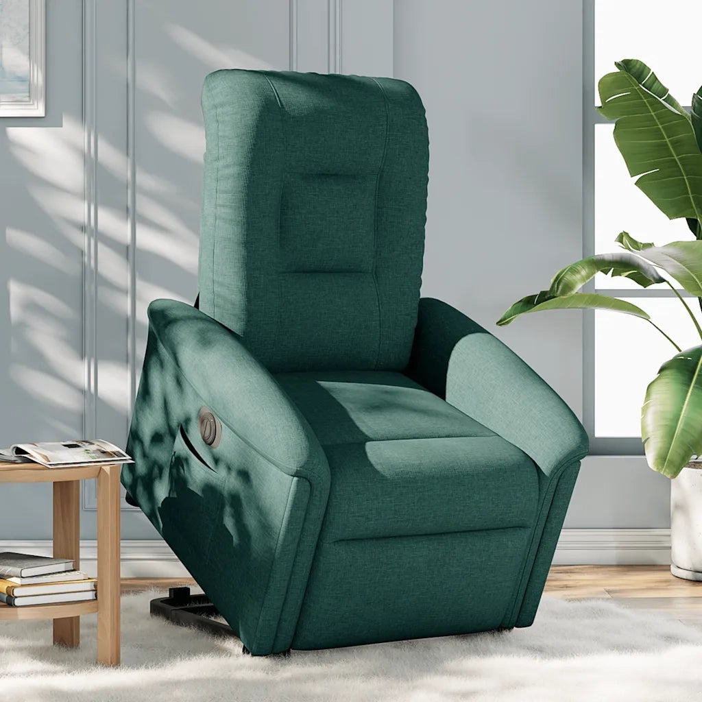 Poltrona Alzapersona Reclinabile Elettrica Verde Scuro Tessuto 3303280