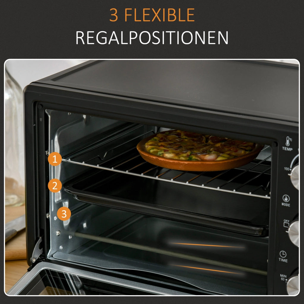 Forno a tostapane ¨C zephmum ¨C 21 L, acciaio inox, nero