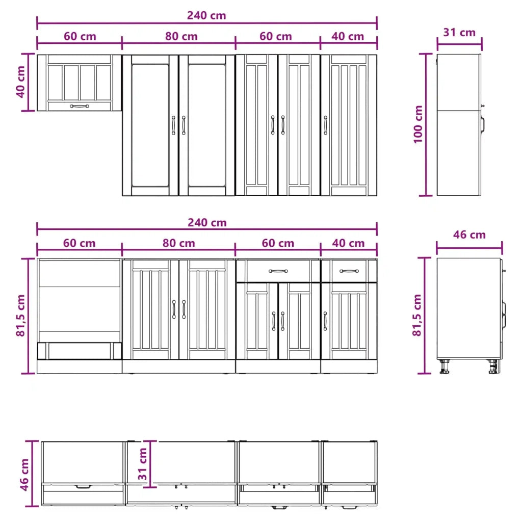 Unità Cucina LUCCA 8 pcs Bianco Legno ingegnerizzato 3438153