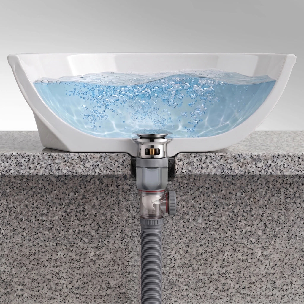 Sifone lavabo flessibile estensibile salvaspazio grigio