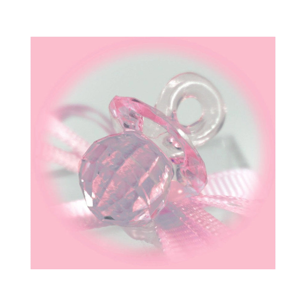 Trade Shop - 12 Scatolina Porta Confetti Bomboniera Nascita Battesimo Ciuccio Bimba Rosa -