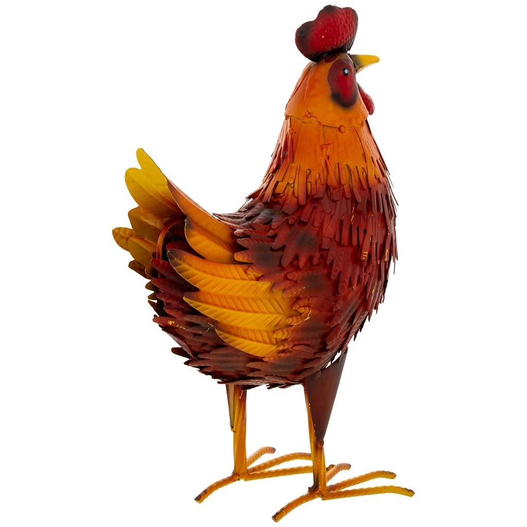 Figura decoración gallo de metal multicolor 22x14x36h cm