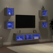 Mobili TV a Muro con LED 7pz Grigio Sonoma Legno Multistrato