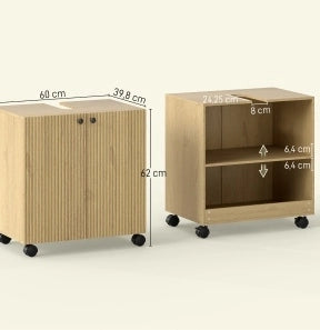 Mobile sottolavabo in legno con ruote e ripiano regolabile