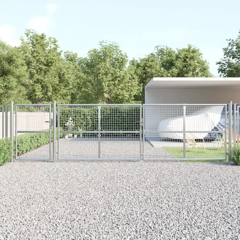 Cancello da Giardino in Rete Argento 500x175 cm Acciaio Zincato