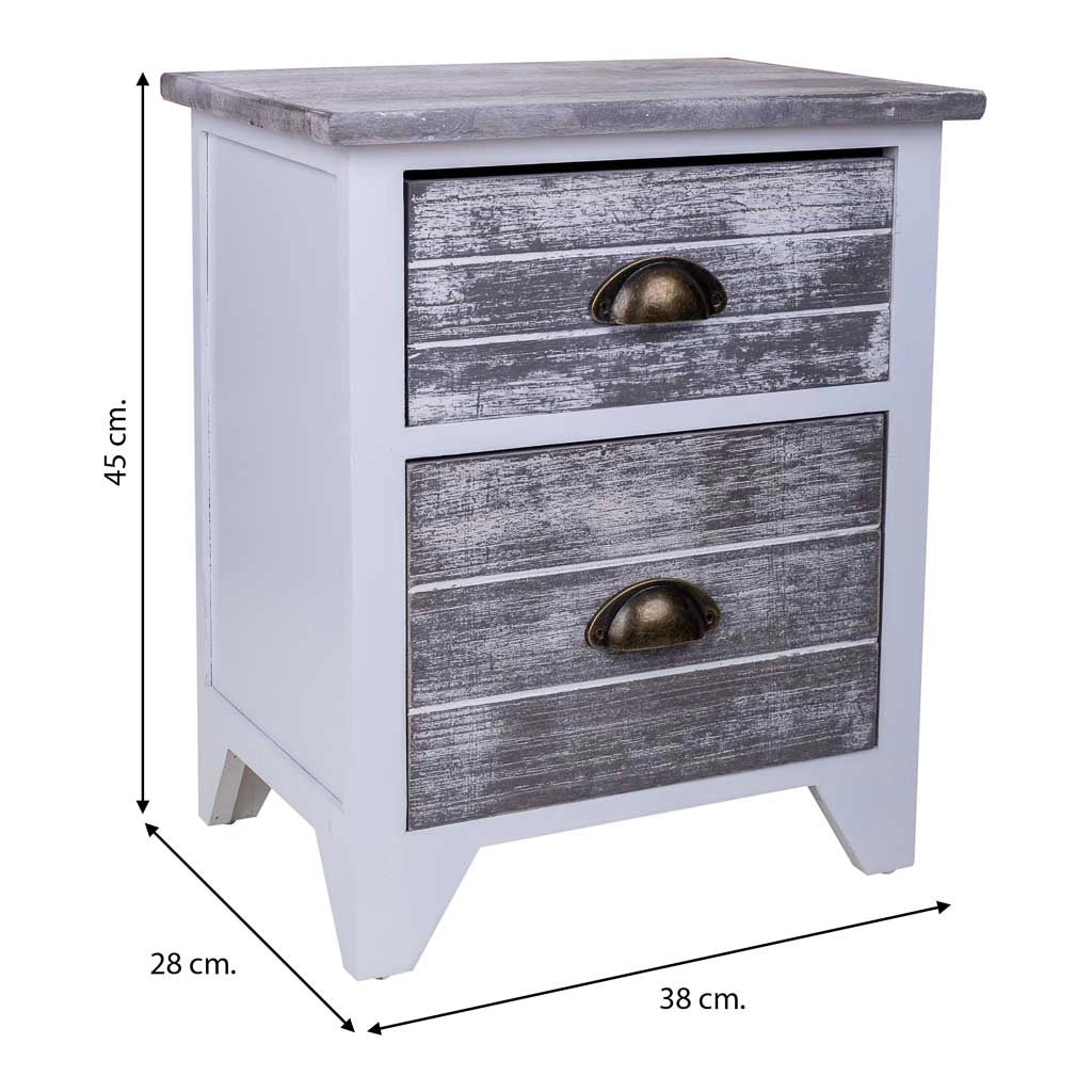 Comodino in legno bianco 38x28x45