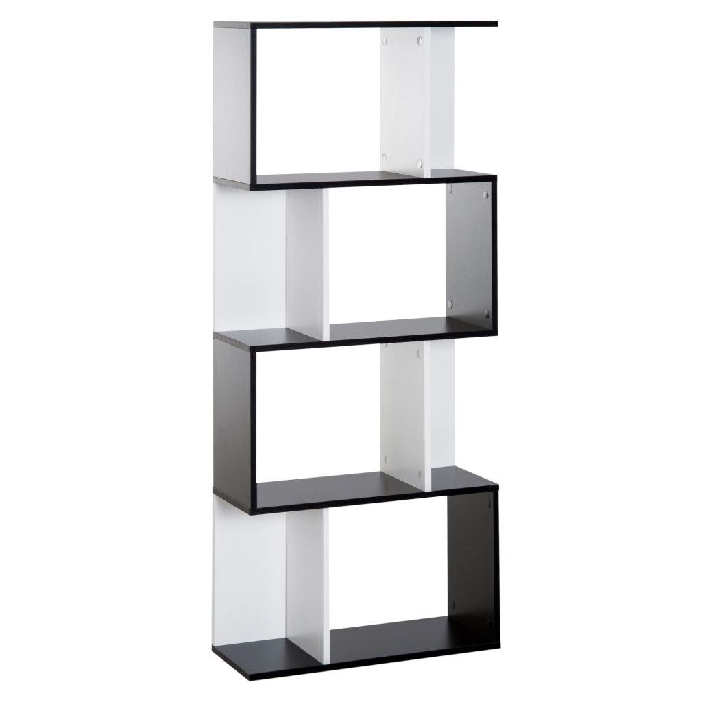 Libreria 5 livelli forma S ¨C Xylo ¨C scaffale legno bianco nero 60x24x148cm
