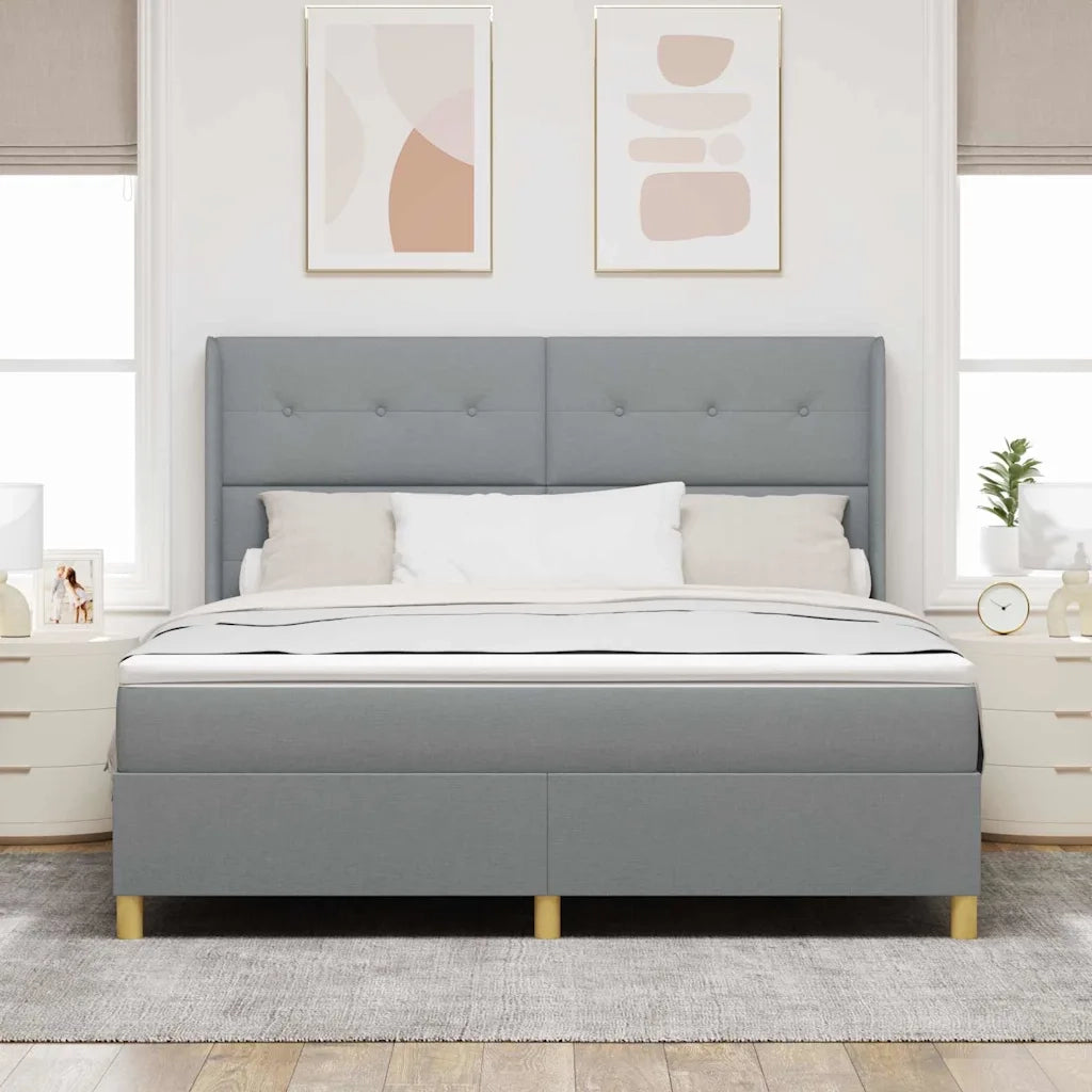 Letto a molle con materasso Grigio chiaro 140 x 200 cm Tessuto