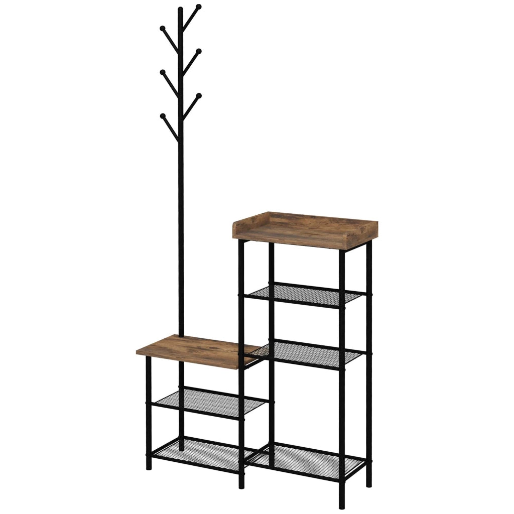 Appendiabiti con Scarpiera e Ripiani ¨C Zephmum ¨C Marrone 92.5x28.2x182 cm