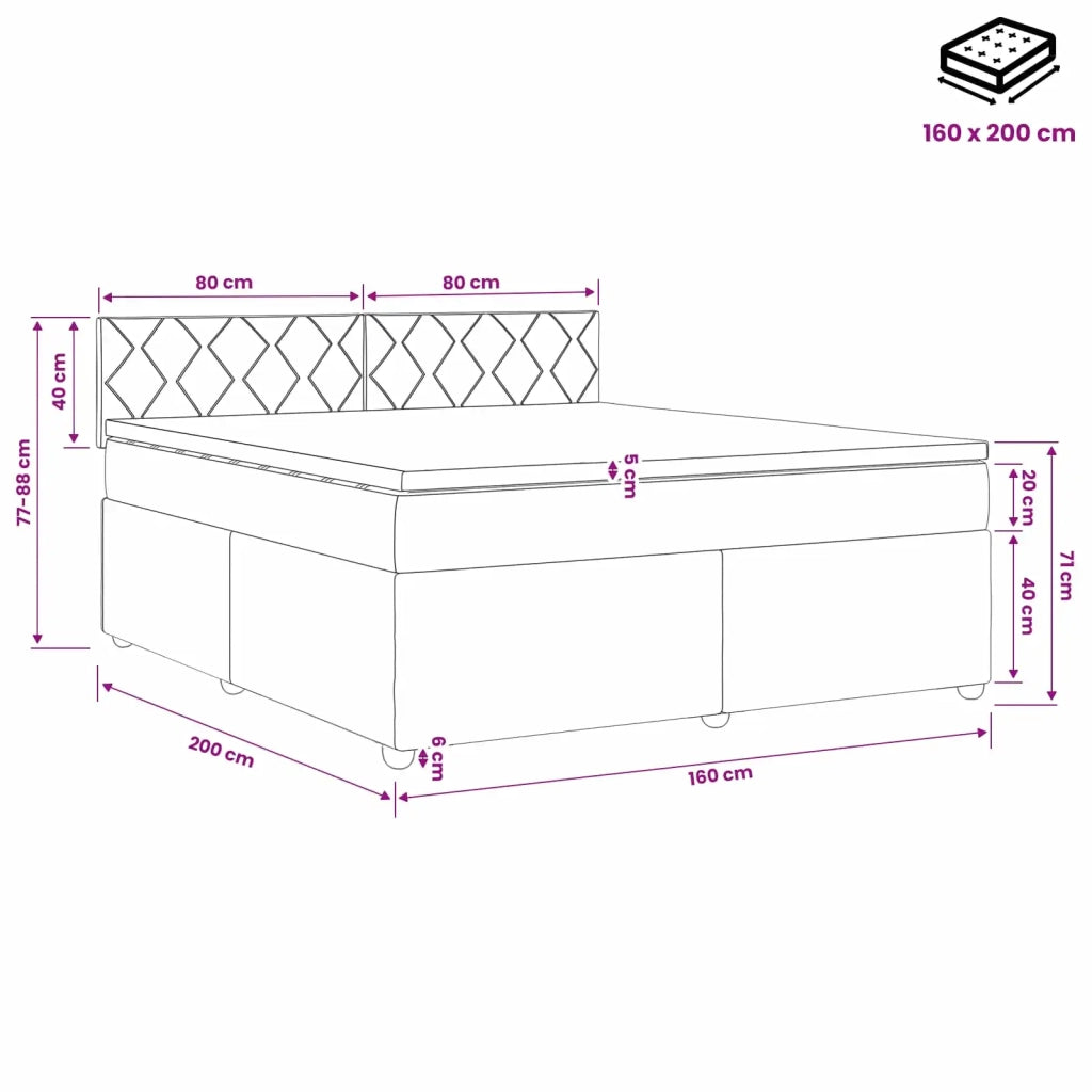 Letto box spring con materasso Grigio Chiaro 160 x 200 cm 3451000