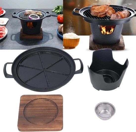 Grill pan da 203 cm con funzione di fumolessa per uso indoor outdoor camping - forno a carbone per tavola
