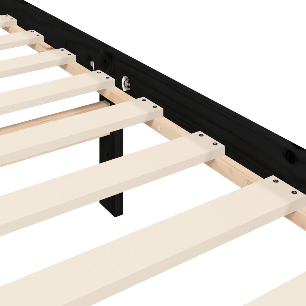 Giroletto con Testiera Nero Small Single in Legno Massello 3192845