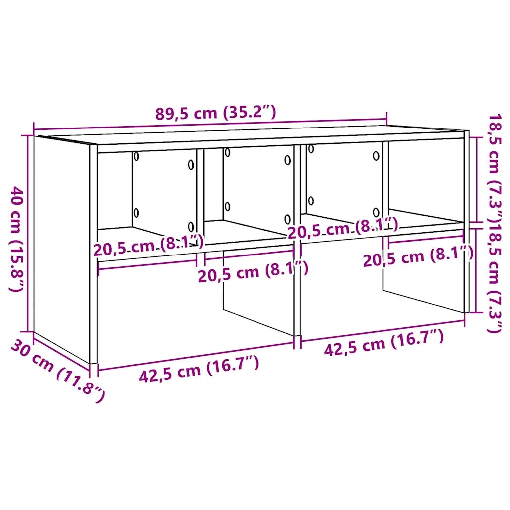Scarpiera Impilabile Legno Antico 89,5x30x40 cm 858853