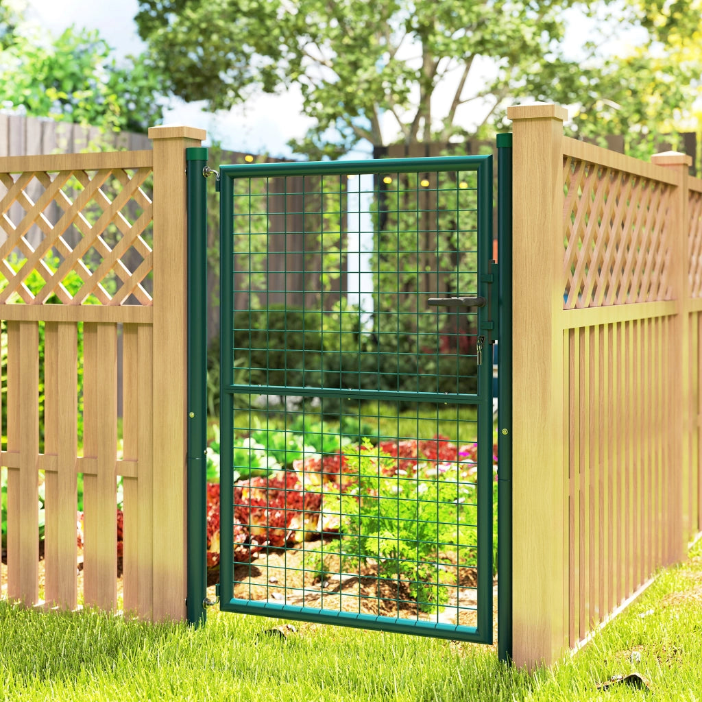 Portillon da giardino in acciaio con serratura ¨C zephmum ¨C verde 97x175 cm