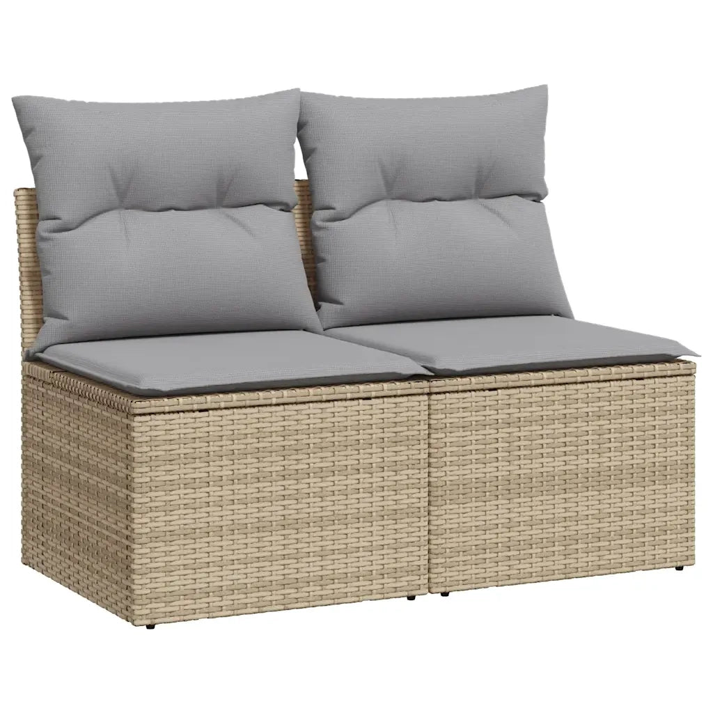 Set Divano da Giardino 2 pz con Cuscini Beige Polyrattan Acacia