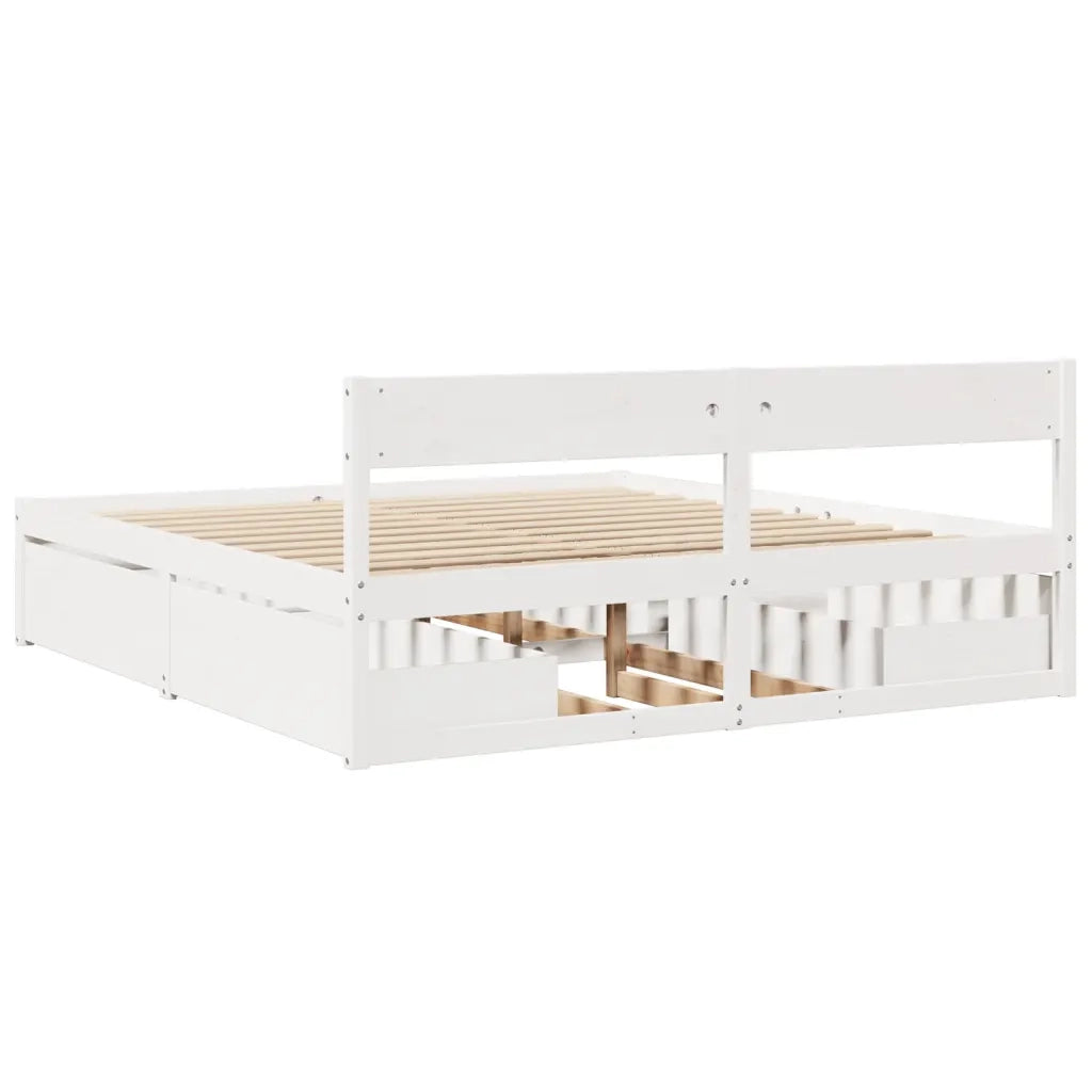 Letto senza Materasso Bianco 180x200 cm Legno Massello di Pino