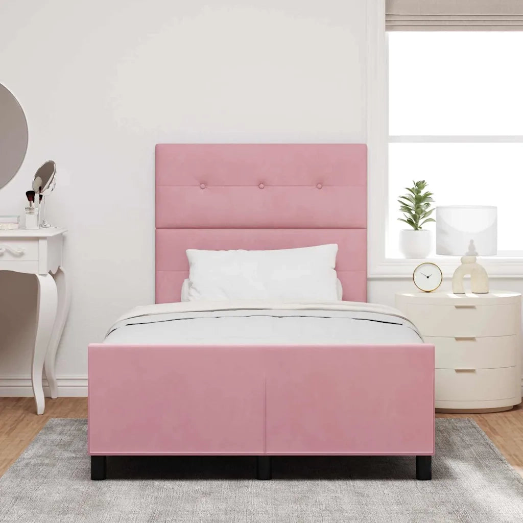 Letto a molle con testiera Rosa 120 x 190 cm Velluto 3344932