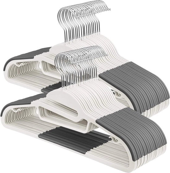 Set di attacchi da parete da 50 - apertura a U - antiscivolo - spazievitore - 0,5 cm spesso - 41,5 cm largo - gancio rotante a 360° - bianco-grigio scuro