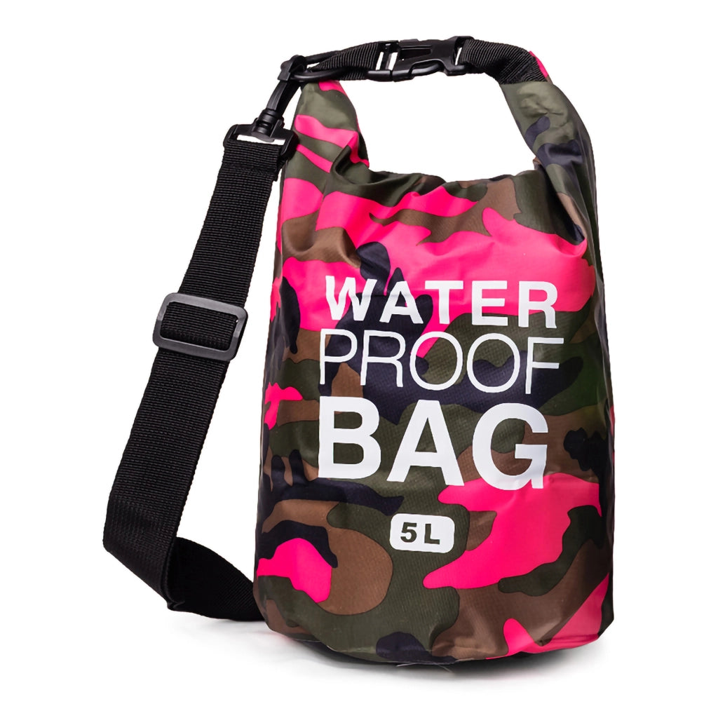 Seniliri, Borsa Impermeabile Capacità 5 lt, Rosa Mimetica Fuxia
