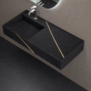 Lavabo consolle sospeso astrid artificial stone nero e nocciola venato elegante moderno *** finitura- nero, confezione 1