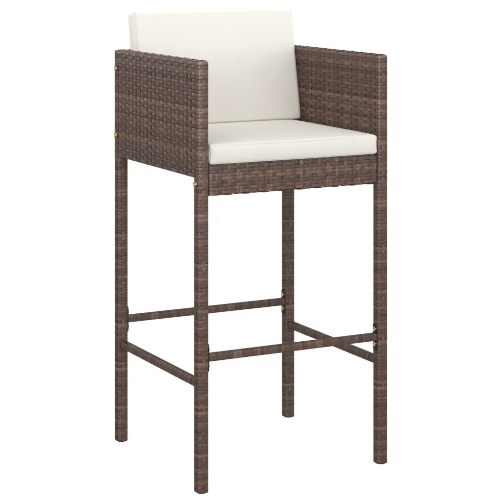 Set da Bar da Giardino 5 pz | Set Salotto da Giardino con Cuscini in Polyrattan Marrone