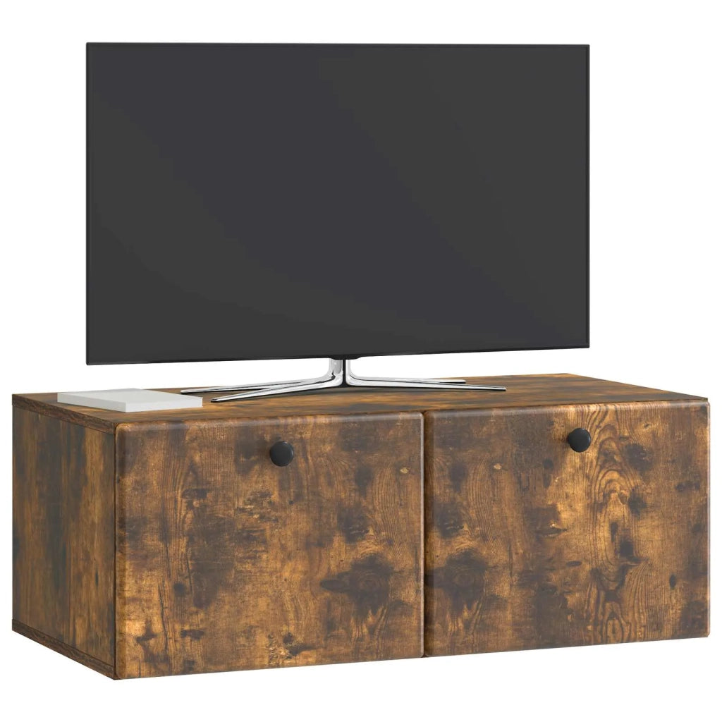 Mobile Porta TV da Muro-Credenza per TV sospesa 78,5 x 41 x 30 cm Rovere Fumo 268290