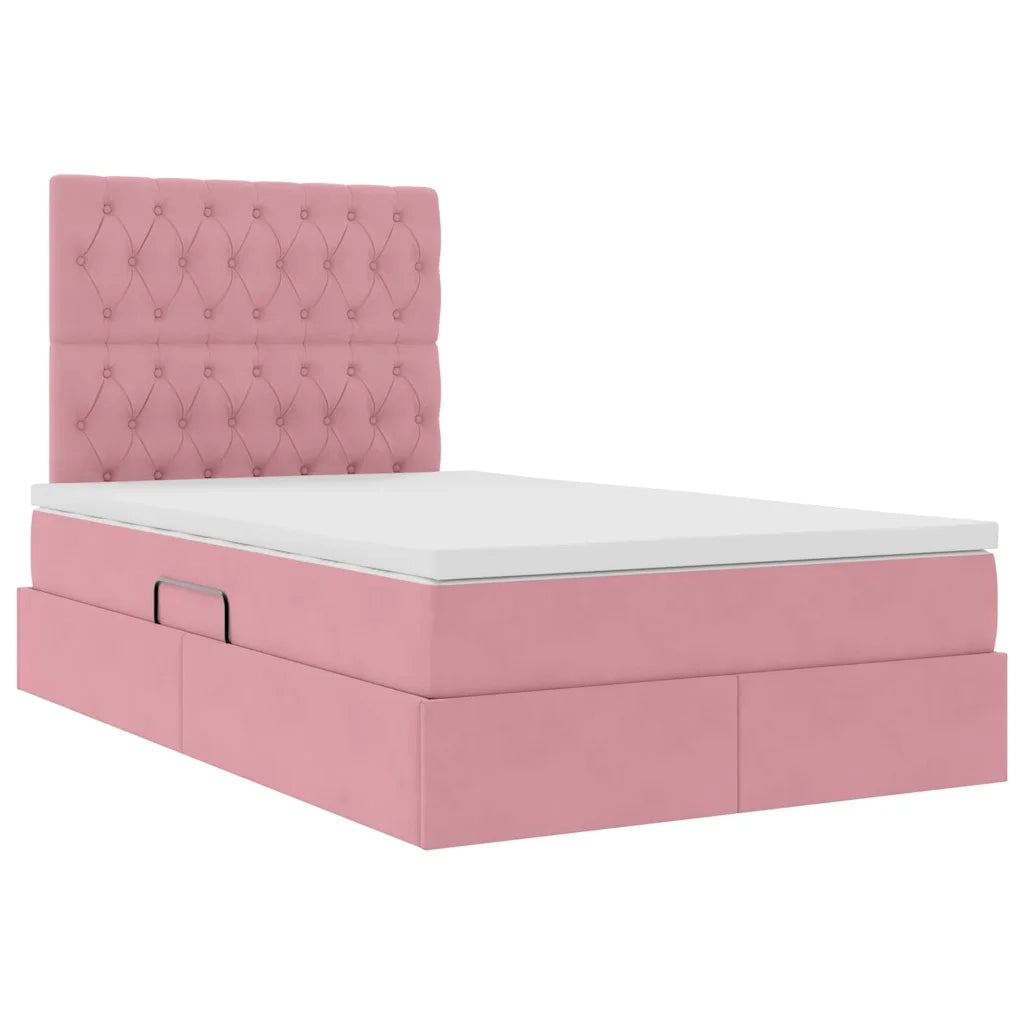 Letto con contenitore LED e materasso Rosa 120 x 200 cm Velluto