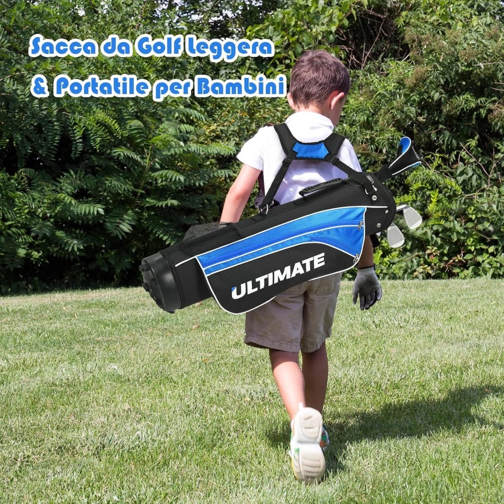Set di Mazze da Golf per Bambini 8-10 Anni, con Legno da Fairway 3, Ferri 7 e 9, Putter, Coprimazze, Sacca da Golf, Perfetto per Bambini e Bambine