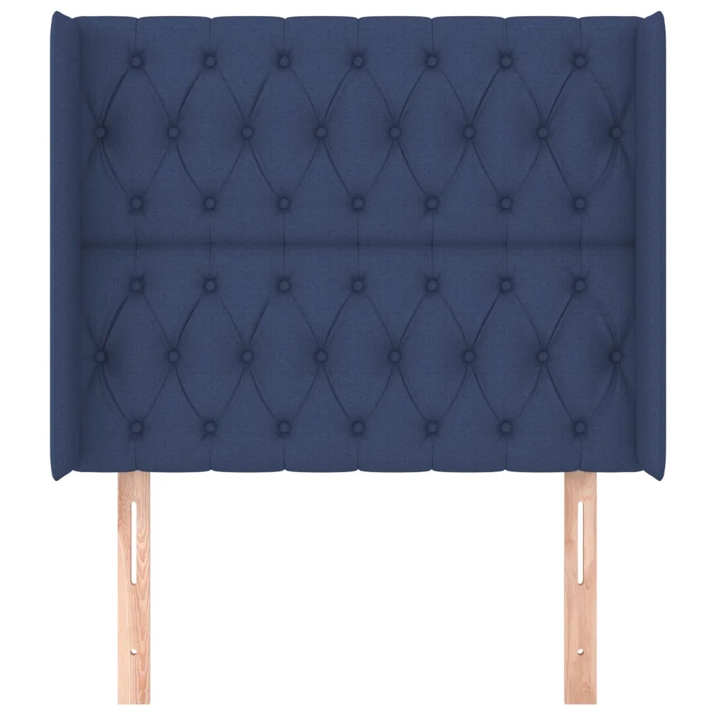 Testiera ad Orecchio-Testata con Orecchie Blu 93x16x118/128 cm in Tessuto 747679