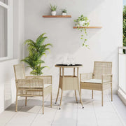 Set da Pranzo per Giardino 3 pcs Beige polyrattan 3334949