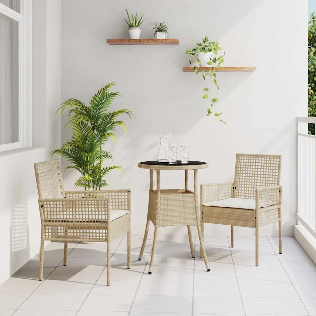 Set da Pranzo per Giardino 3 pcs Beige polyrattan 3334949